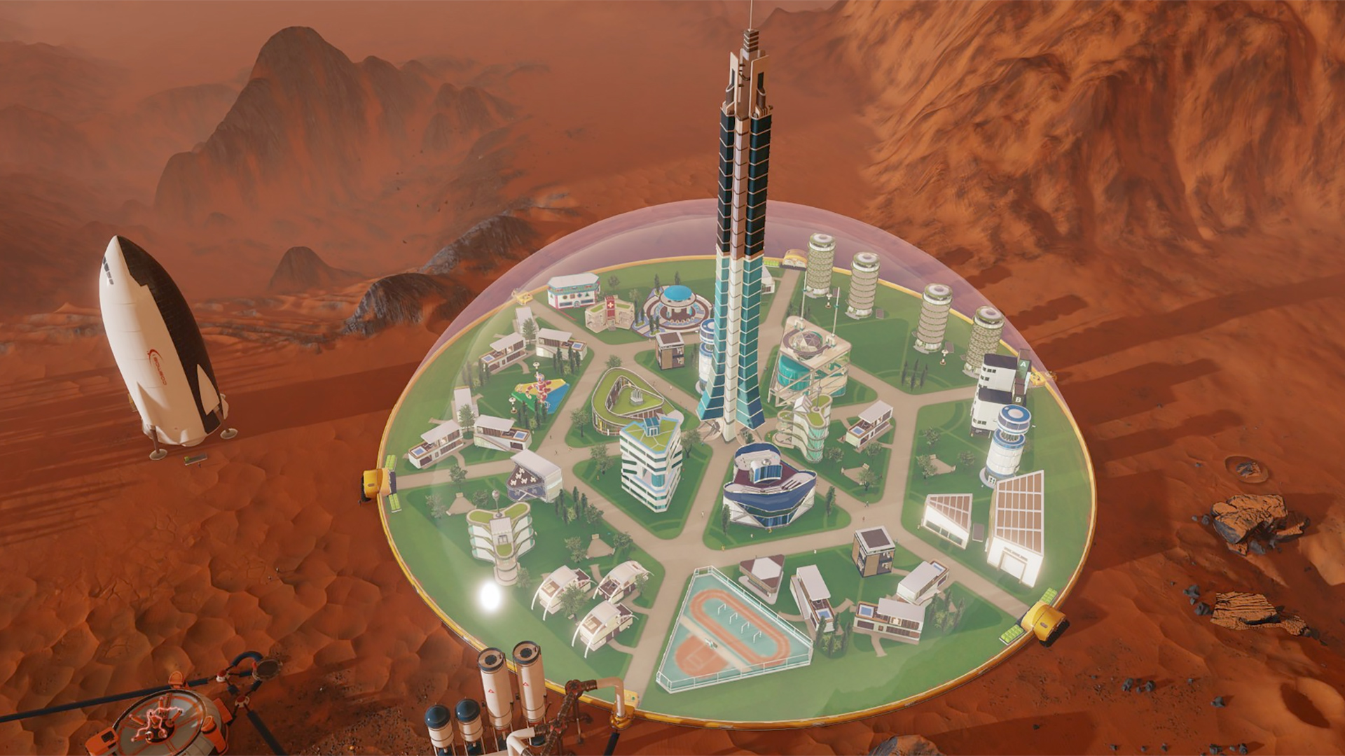Colony on the Red Planet in Surviving Mars