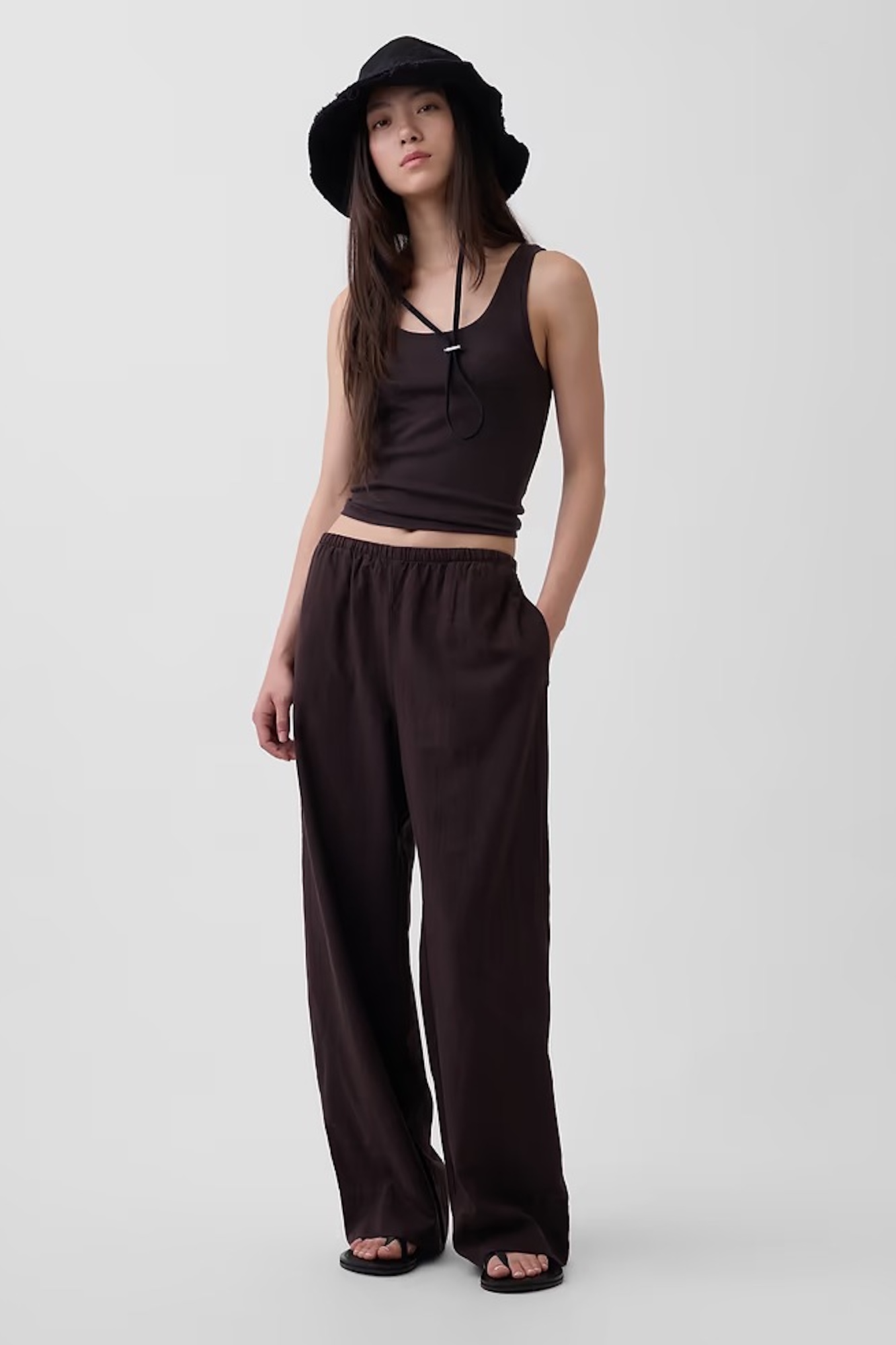 Gap, Linen-Blend Easy Wide-Leg Pants