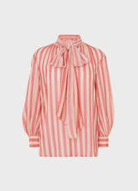 LK Bennett Holzer Pink Candy Stripe Pussy Bow Blouse: £150