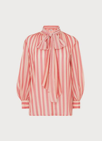 LK Bennett Holzer Pink Candy Stripe Pussy Bow Blouse: £150, £60 (save £90)