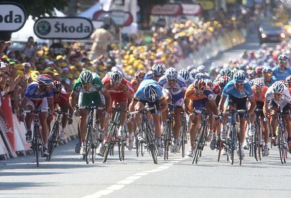 Cavendish opened up the sprint early but was able to hold his speed to take the win.