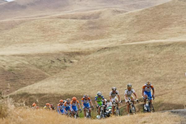 Steven Cozza heads the peloton during stage four of the Amgen Tour of California.