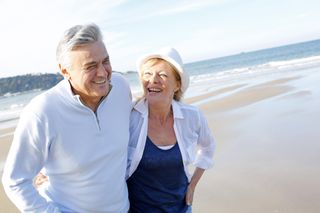 seniors, old people, happy, beach