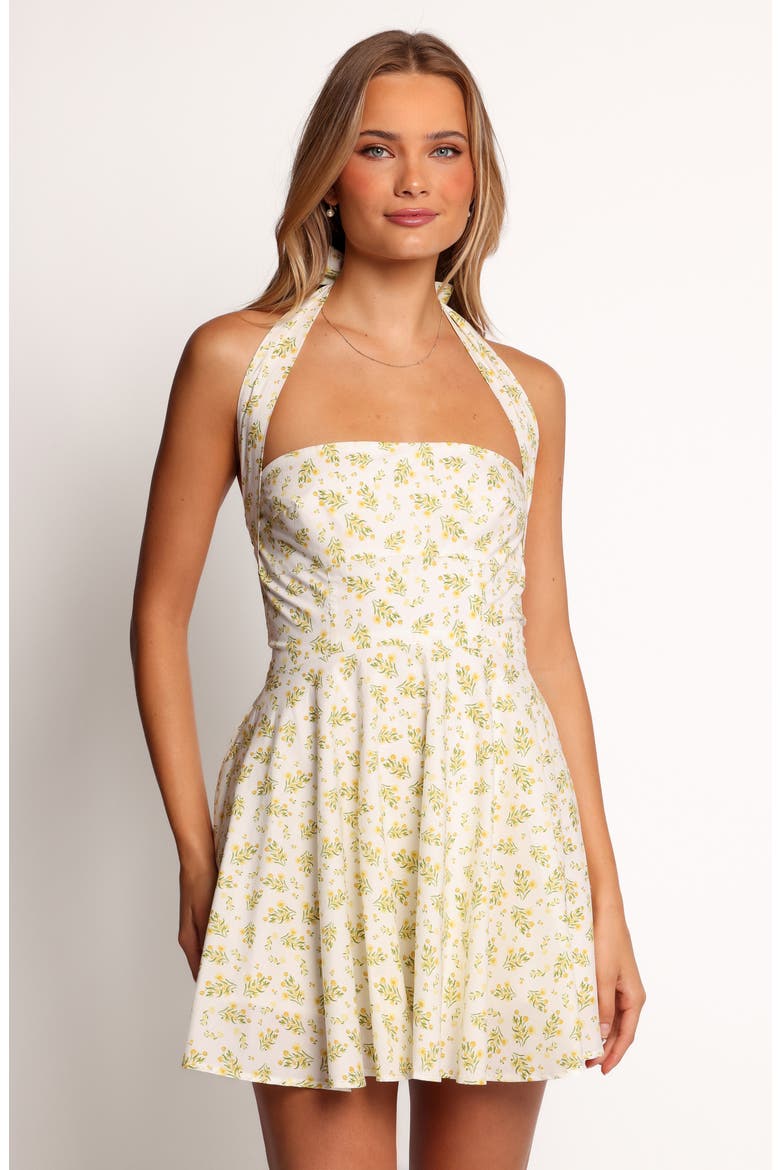 Thornton Floral Cotton Fit &amp;amp; Flare Halter Minidress