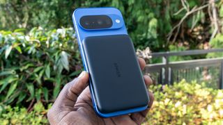 The Anker MagGo Power Bank 5K on the Pixel 10