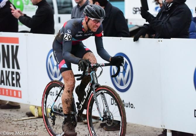 Jeremy Powers (Aspire Racing) coming through the start/finish with one lap to go