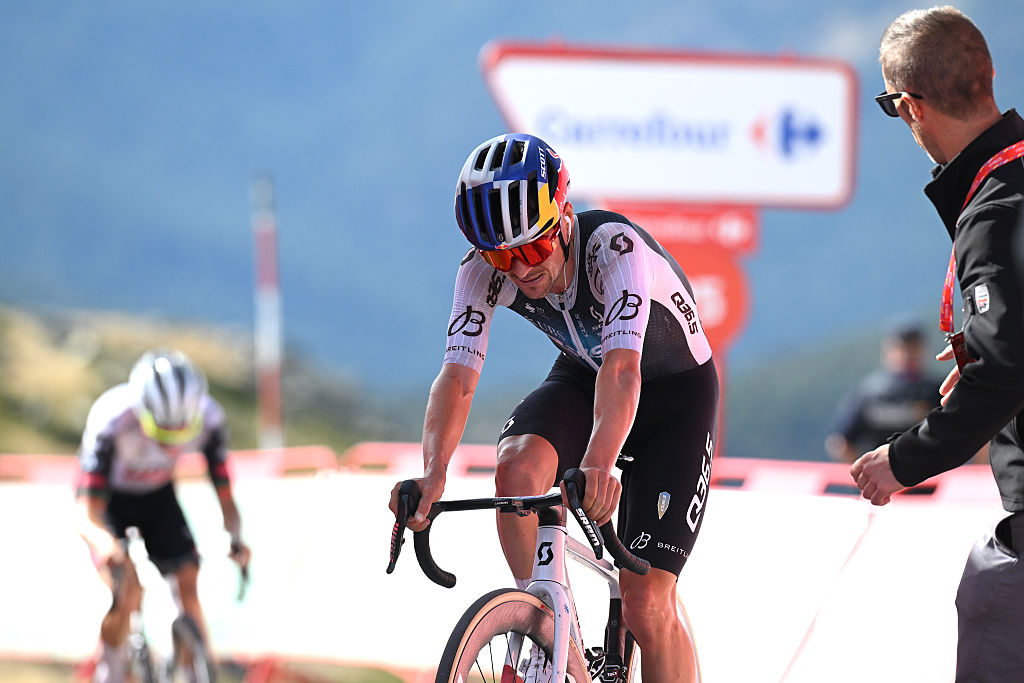 BOLA DEL MUNDO, SPAIN - SEPTEMBER 13: Thomas Pidcock of Great Britain and Team Q36.5 Pro Cycling crosses the finish line during the La Vuelta - 80th Tour of Spain 2025, Stage 20 a 164.8km stage from Robledo de Chavela to Bola del Mundo. Puerto de Navacerrada 2253m / #UCIWT / on September 13, 2025 in Bola del Mundo. Puerto de Navacerrada, Spain. (Photo by Dario Belingheri/Getty Images)