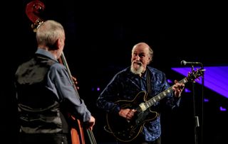 Dave Holland (left) and John Scofield perform at Blue Note on November 2, 2021 in Milan, Italy
