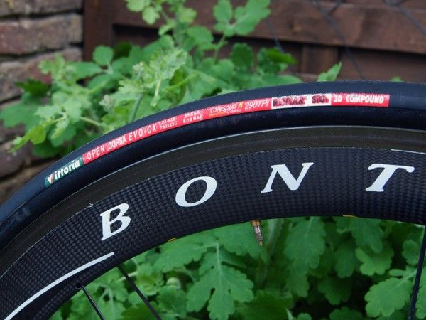 Vittoria open tubulars are pictured here but Phinney used proper tubulars and box-section rims for his victorious ride in Paris-Roubaix Espoirs.