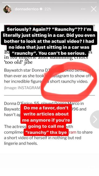 Donna D'Errico calls out a critic.