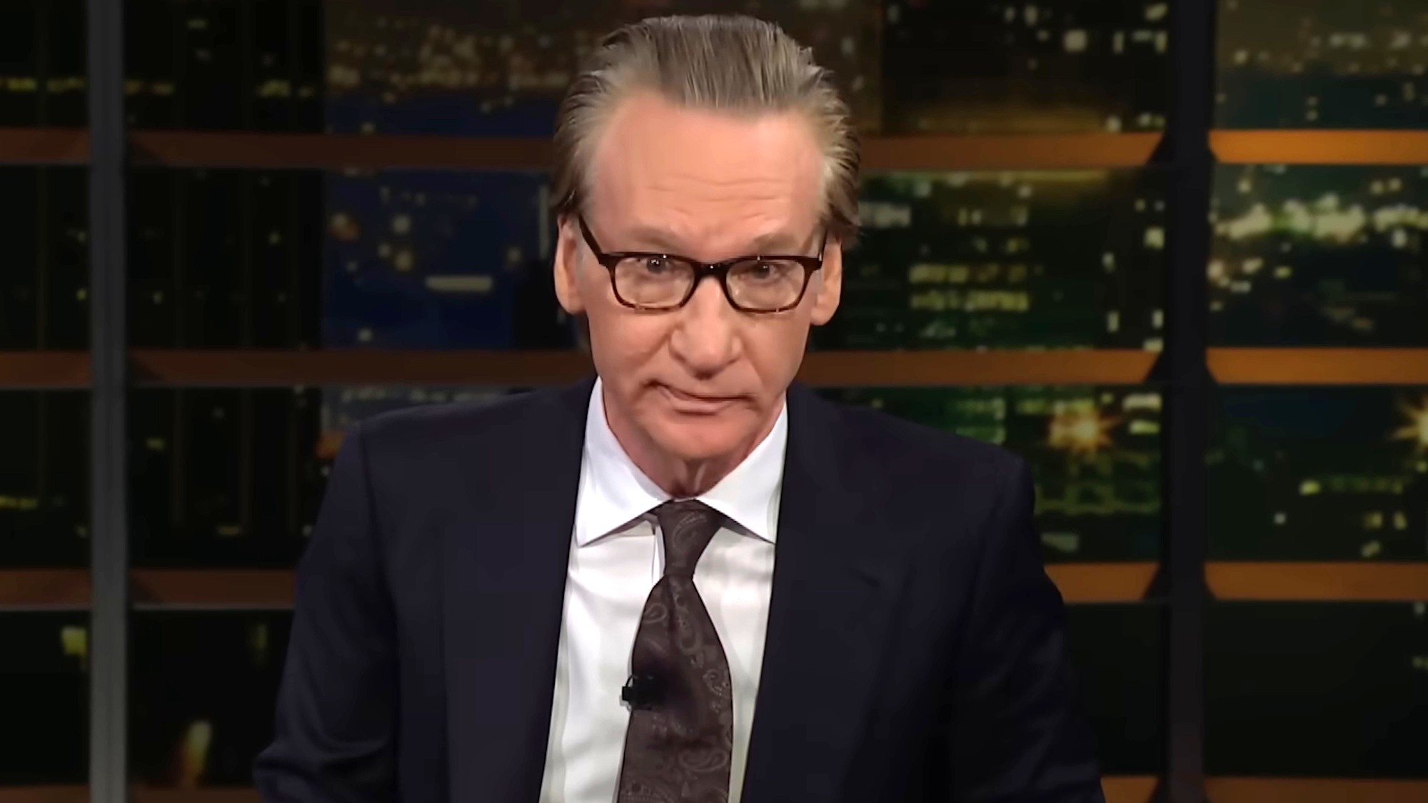 Bill Maher is shown on Real Time with Bill Maher.
