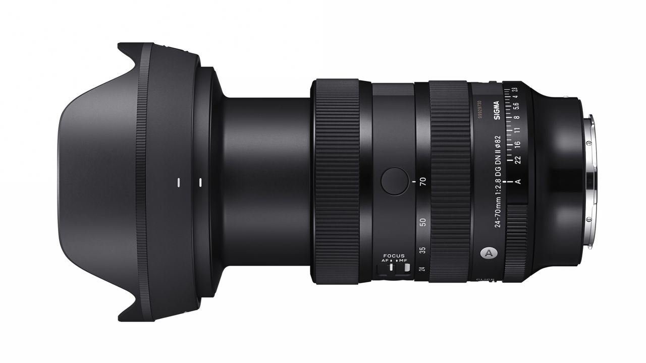 Sigma 24-70mm f/2.8 DG DN II lens against a white background