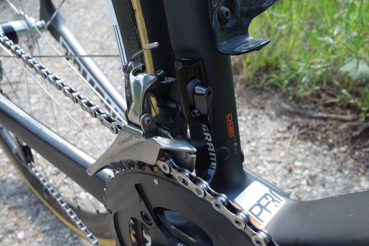 A SRAM chain catcher makes sure the chain stays in place when shifting under power.
