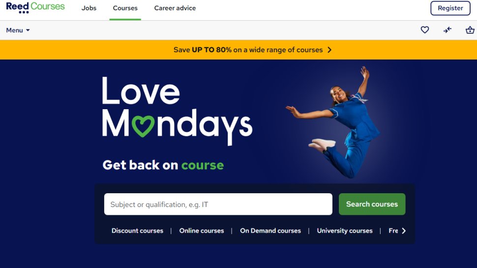 Website screenshot of Reed (January, 2026)