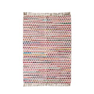 Red multicolored geometric 5x7 woven rug