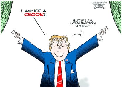 Political Cartoon U.S. Trump pardon powers Nixon