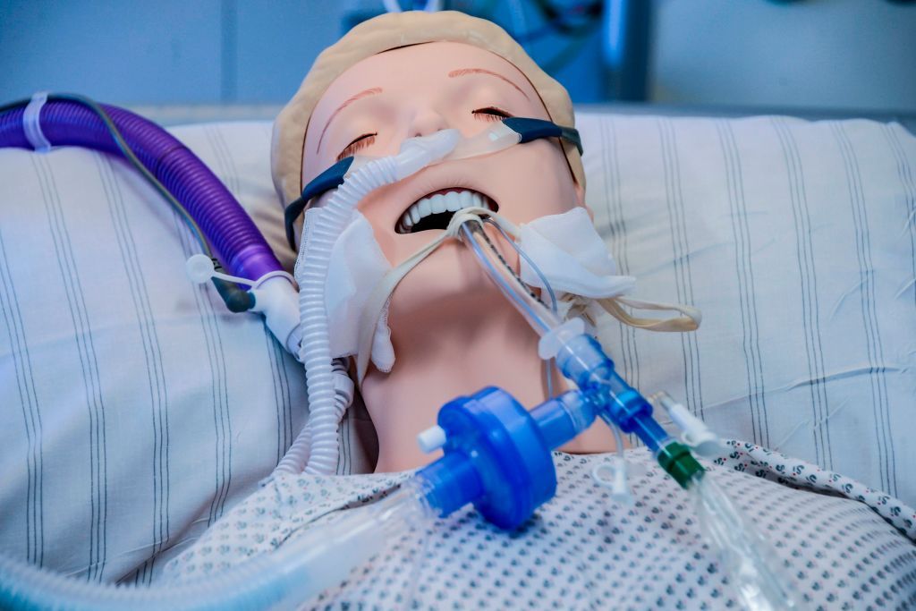 Dummy on a ventilator