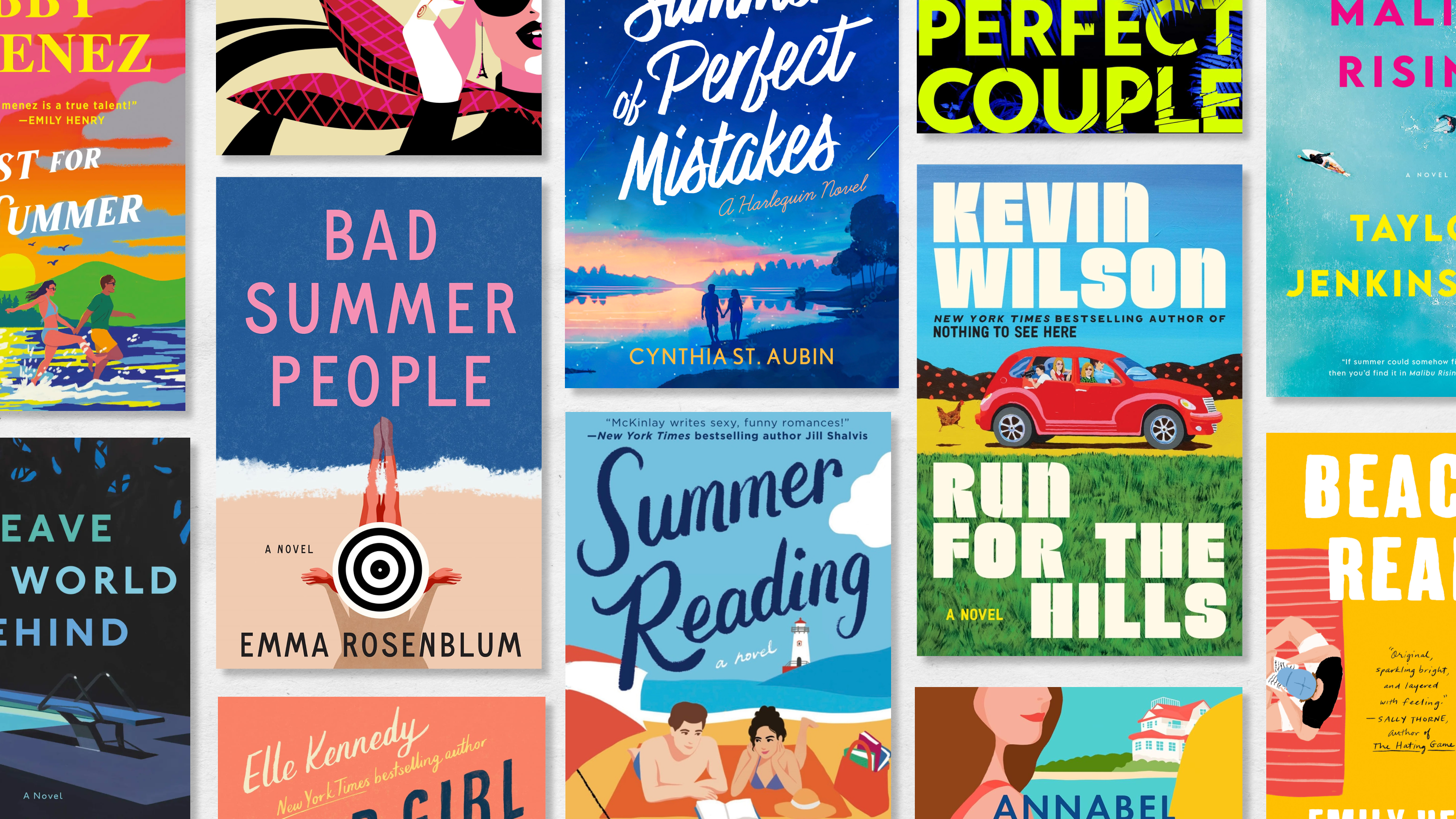 a collage of the best summer beach reads including romance novels and thrillers