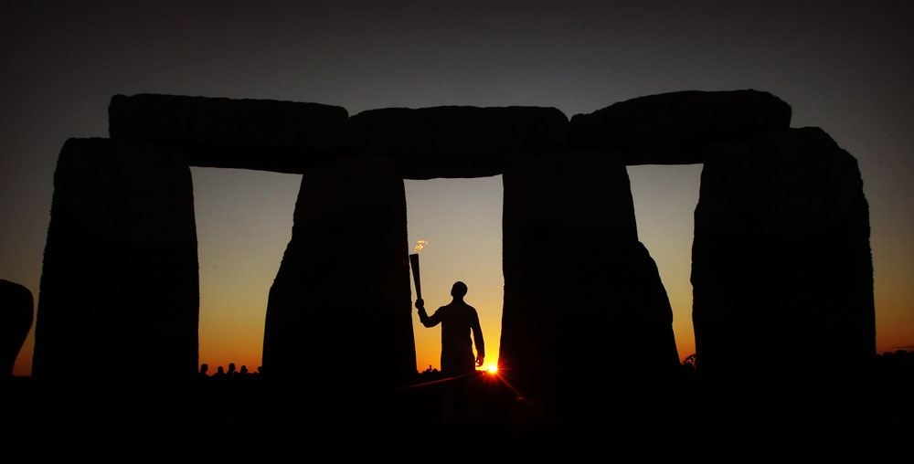 Olympic torchbearer at Stonehenge