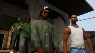 Several characters from GTA San Andreas under an underpass
