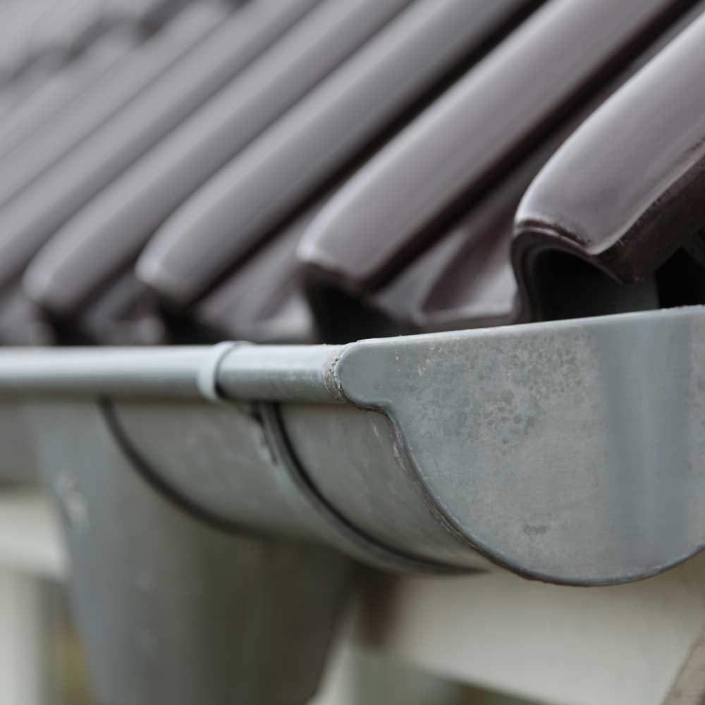 house with gutter and drain standing water