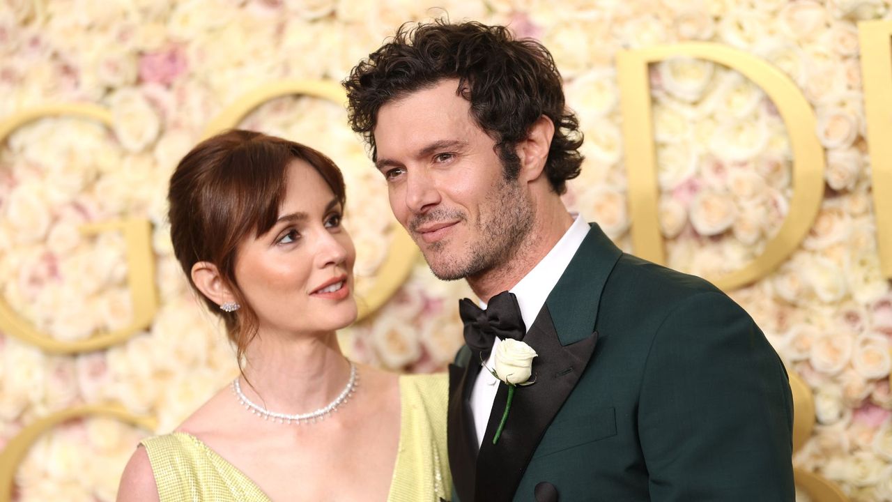 Adam Brody and Leighton Meester attend the 2025 Golden Globe Awards