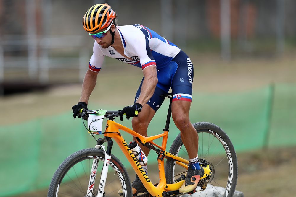 Peter Sagan practices on the MTB course of the Rio 2016 Olympic Games at the Mountain Bike Centre