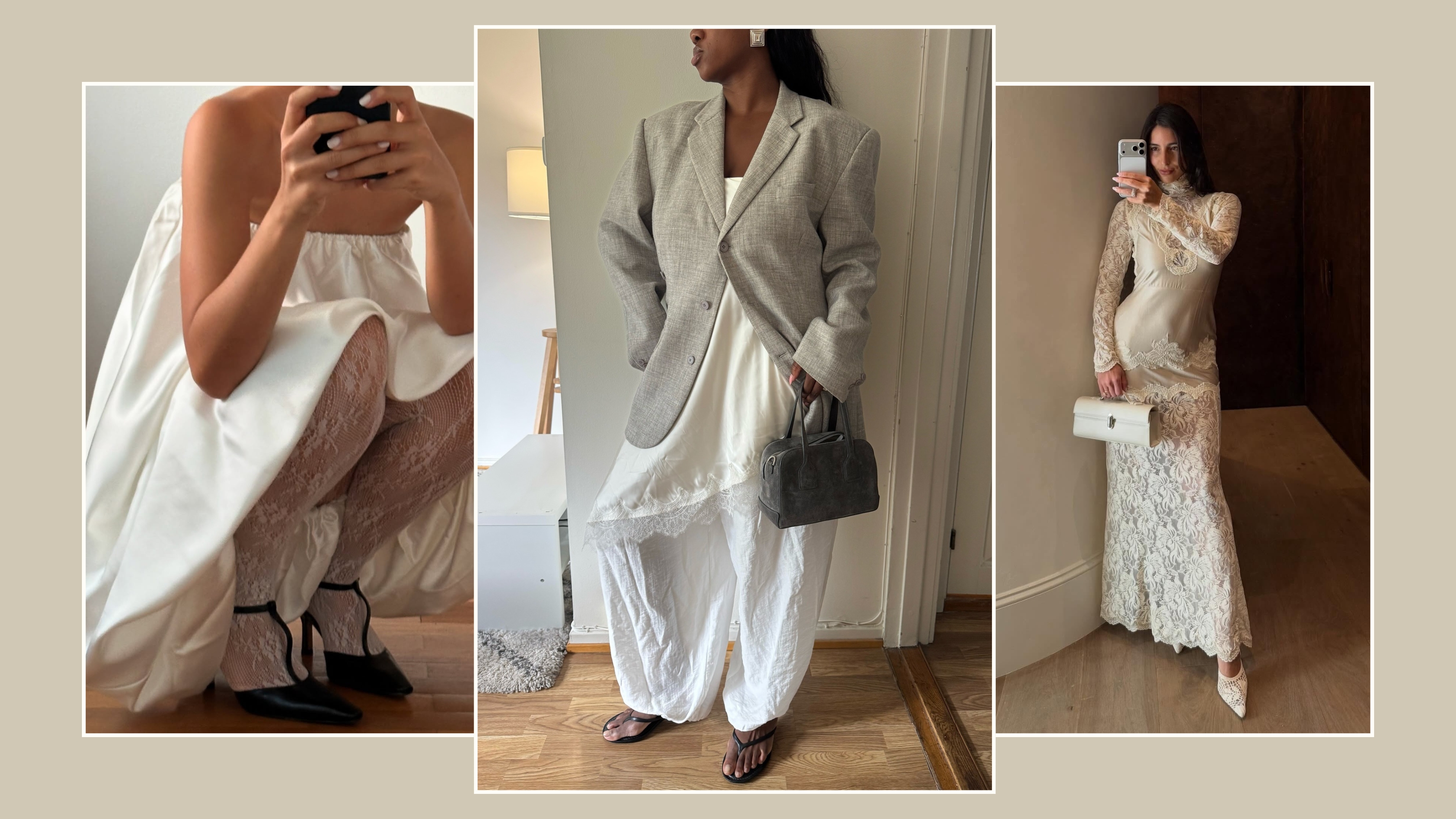 A collage of influencers wearing the lace trend.