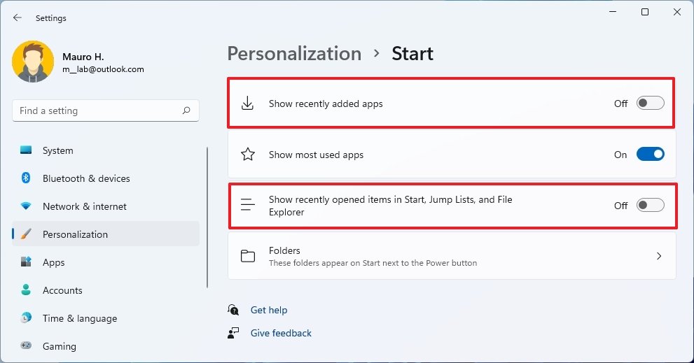 Disable Recommended on Start