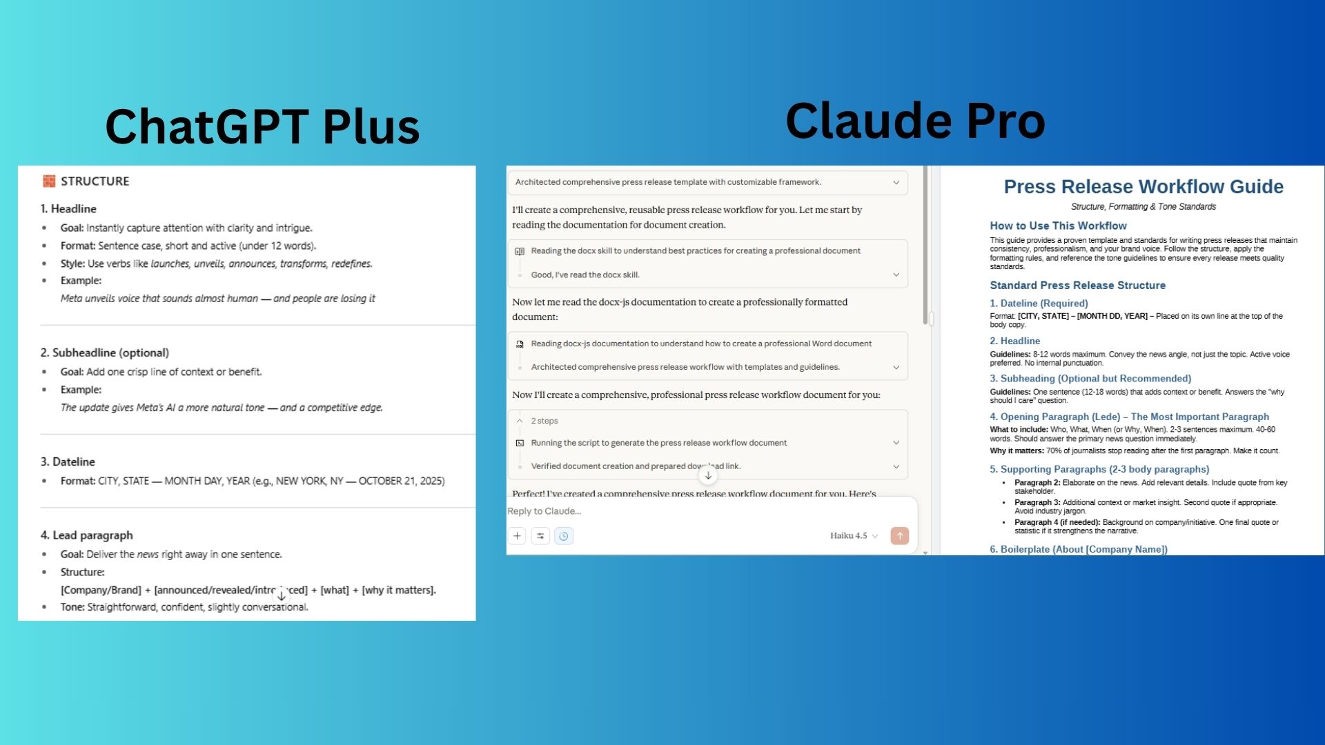 ChatGPT vs Claude Pro screenshot