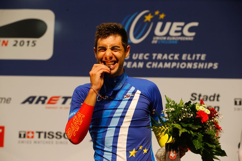 Scratch race winner Sebastian Mora of Spain.