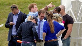Prince Harry joins family members and others at a polo match