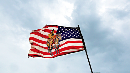 Flag, Blue, Daytime, Sky, Cloud, Flag of the united states, Photograph, Atmosphere, Pole, Cumulus, 