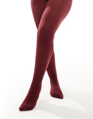 Yours 50 Denier Tights in Berry Red