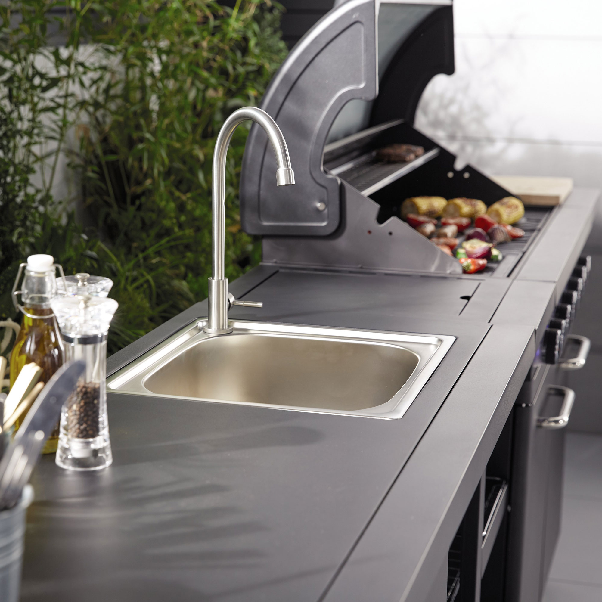Aldi outdoor bbq kitchen with sink and hob
