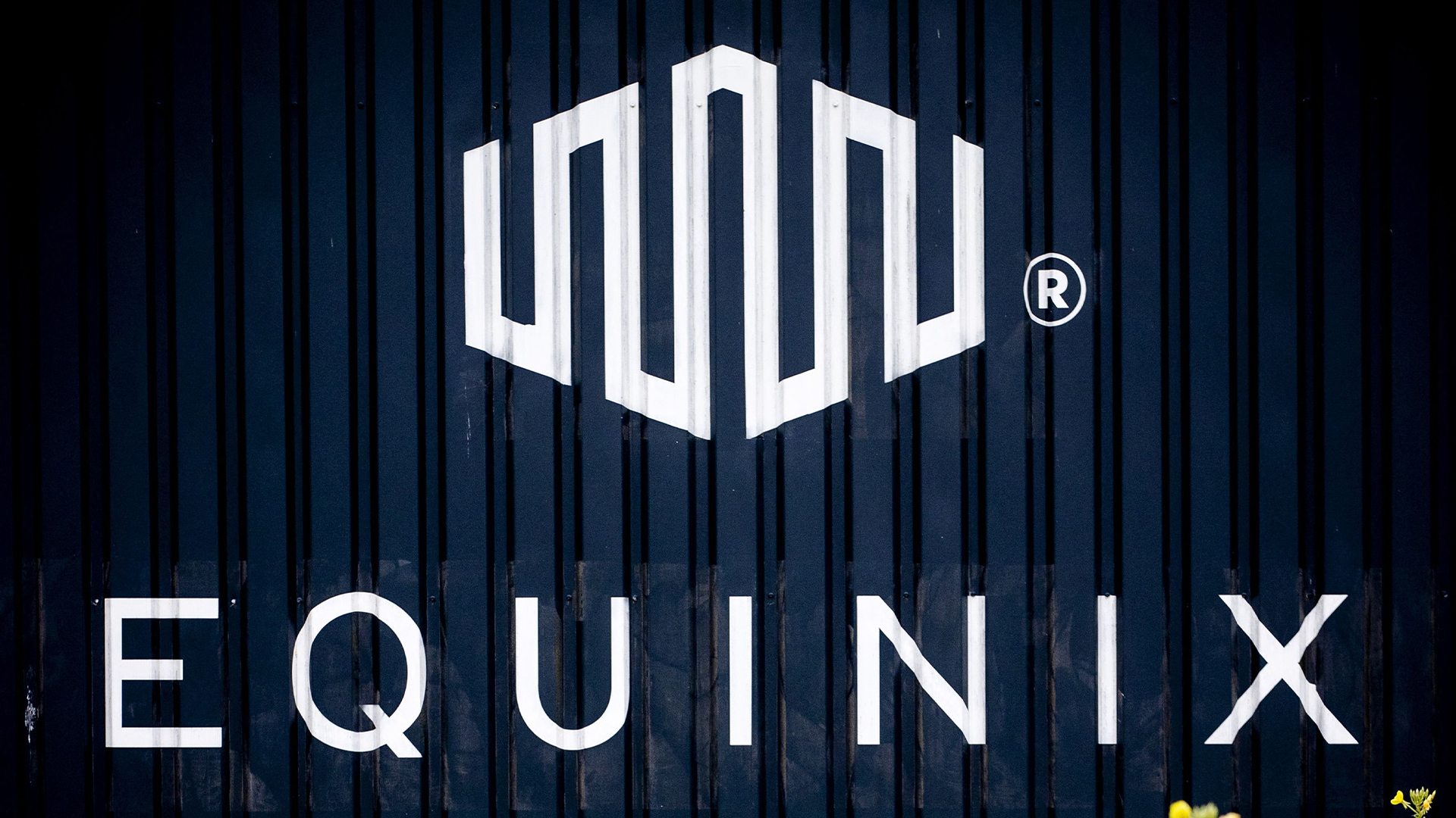 Equinix logo and branding pictured at the company's site in Amsterdam, Netherlands.