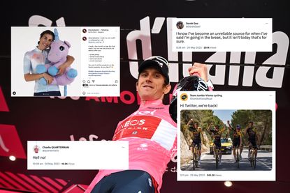 Geraint Thomas with tweets overlaid