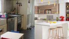 kitchen makeover before and after grey to white