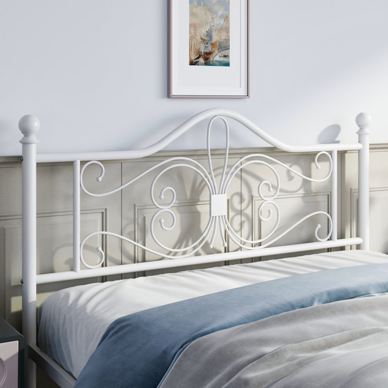 Lark Manor&amp;trade; Anterrio Metal Open-Frame Bed With Butterfly Pattern Design Headboard and Footboard &amp;amp; Reviews | Wayfair