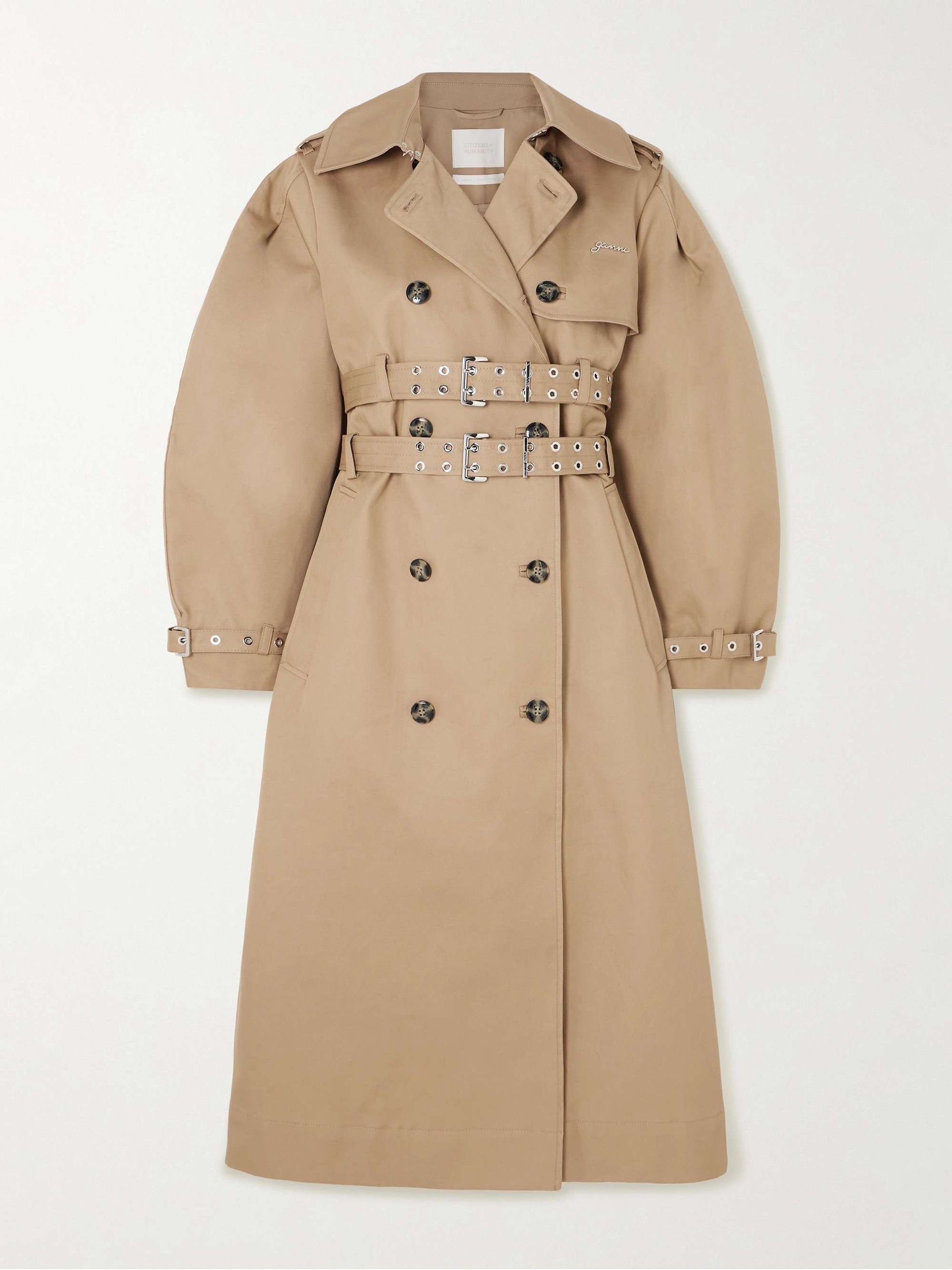 Belted Bonded Cotton-Twill Trench Coat