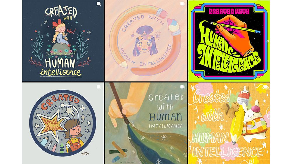 Artwork created as part of the Created with human intelligence viral trend