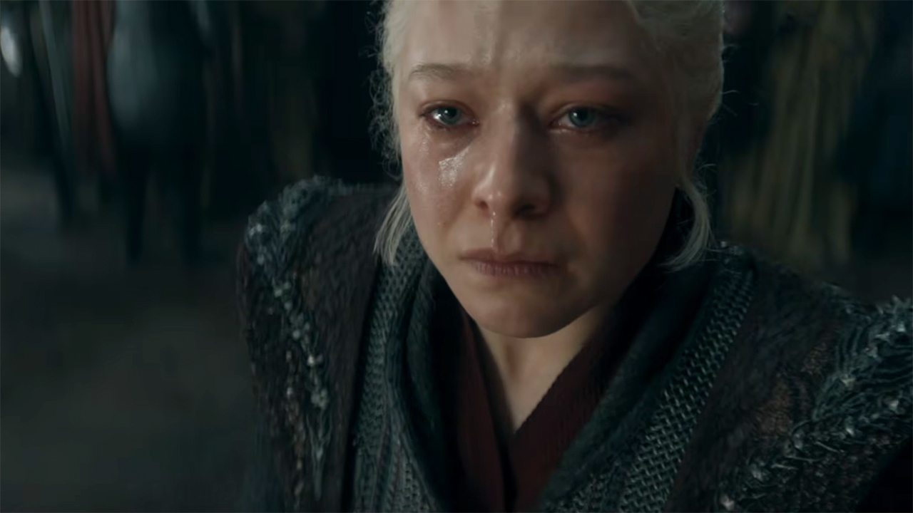 Rhaenyra looking up after crying in House of the Dragon season 3