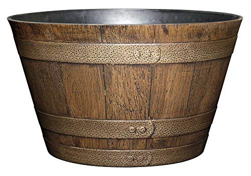 Classic Home and Garden Whiskey Barrel Planter, 20.5", Distressed Oak