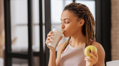 Oatzempic: A woman drinking a protein shake