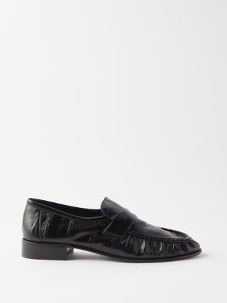 Gathered Eel Leather Loafers