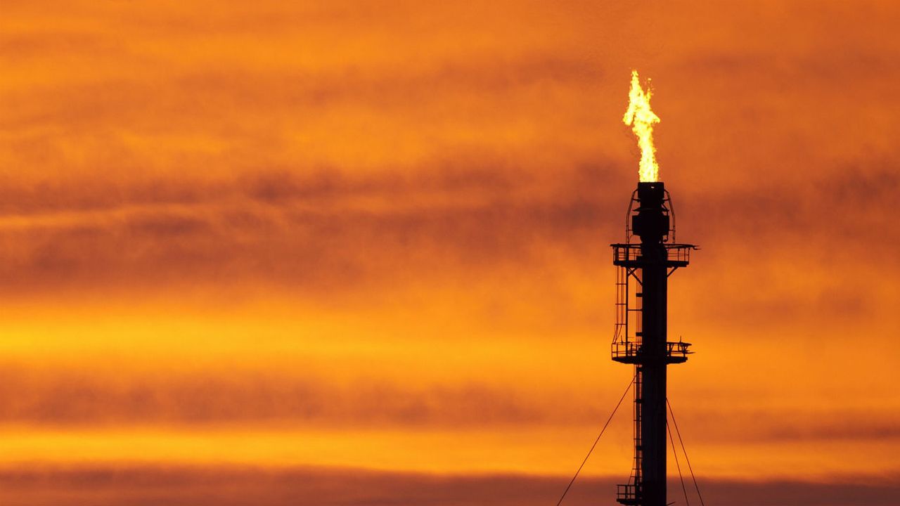 A flame torch at the Total refinery in Donges, western France