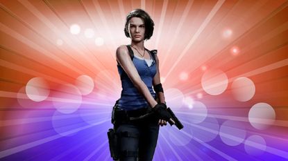 Resident Evil 3 Remake on colourful background