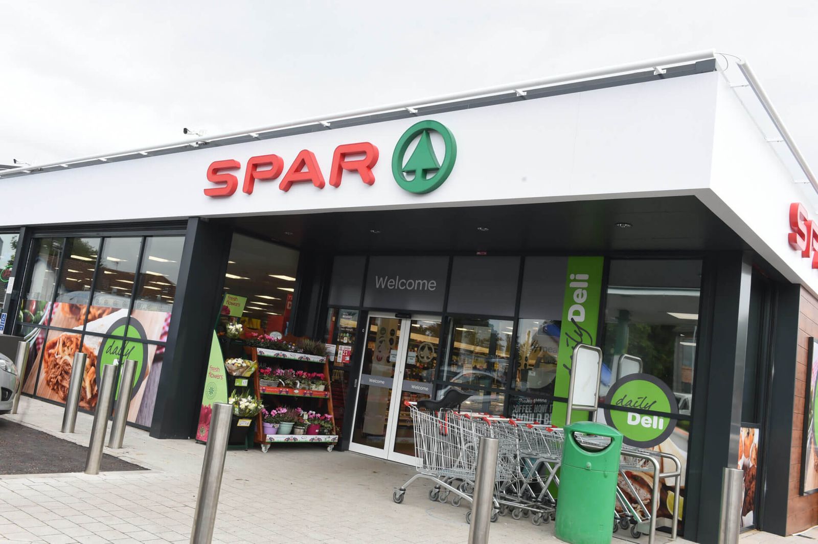 an image of the front of a spar store.