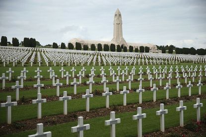 Crosses stand at the cemetery where 16,000 French soldiers killed in the World War I Battle of Verdun.