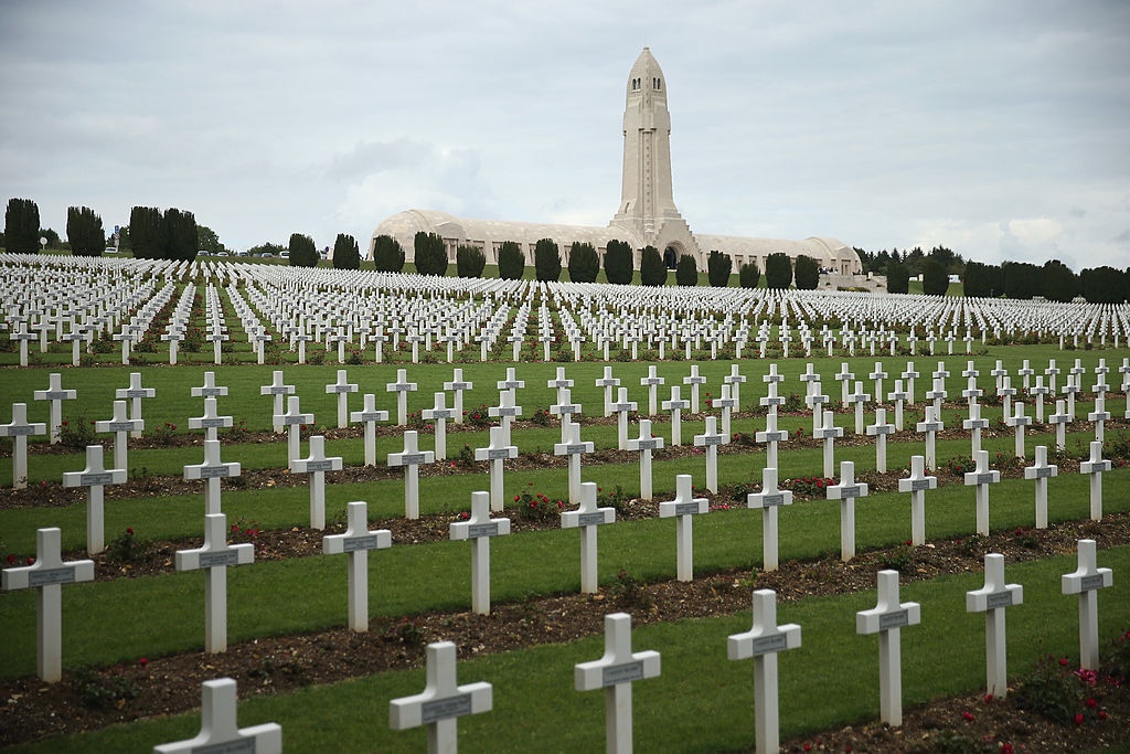Crosses stand at the cemetery where 16,000 French soldiers killed in the World War I Battle of Verdun.